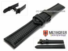Uhrenarmband Nogaro Classic 24mm schwarz Carbon-Look Butterflyfaltschlie&szlig;e schwarz MEYHOFER (Schlie&szlig;enansto&szlig; 22 mm)