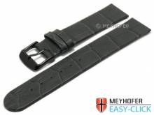 Meyhofer EASY-CLICK Uhrenarmband Skeena 22mm dunkelgrau Leder Alligator-Pr&auml;gung ohne Naht (Schlie&szlig;enansto&szlig; 22 mm)