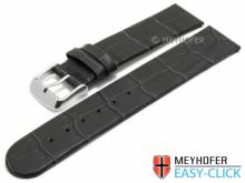 Meyhofer EASY-CLICK Uhrenarmband Slocan 22mm dunkelgrau Leder Alligator-Pr&auml;gung ohne Naht (Schlie&szlig;enansto&szlig; 22 mm)