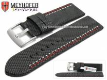 Uhrenarmband Oldenburg 26mm schwarz Synthetik Textillook 2farbige Doppelnaht MEYHOFER (Schließenanstoß 26 mm)