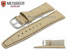 ABVERKAUF: Uhrenarmband Savona 17mm beige Leder Alligator-Pr&auml;gung schwarze Naht von MEYHOFER (Schlie&szlig;enansto&szlig; 14 mm)