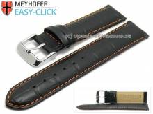 Uhrenarmband Meyhofer EASY-CLICK Marseille Special 22mm schwarz Alligator-Pr&auml;gung orange Naht (Schlie&szlig;enansto&szlig; 20 mm)
