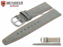 ABVERKAUF: Uhrenarmband Fribourg 17mm steingrau Leder velourartig orange Naht von MEYHOFER (Schlie&szlig;enansto&szlig; 14 mm)