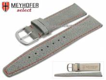 ABVERKAUF: Uhrenarmband Fribourg 17mm steingrau Leder velourartig rote Naht von MEYHOFER (Schlie&szlig;enansto&szlig; 14 mm)