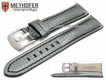 ABVERKAUF: Uhrenarmband Rheinsberg 24mm grau Leder Carbon-Look schwarze Naht von MEYHOFER (Schlie&szlig;enansto&szlig; 20 mm)