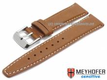 ABVERKAUF: Uhrenarmband Rostock 22mm braun Leder genarbt helle Naht von MEYHOFER (Schlie&szlig;enansto&szlig; 20 mm)