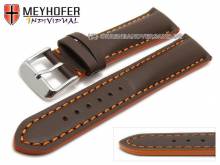 ABVERKAUF: Uhrenarmband Paracatu 17mm dunkelbraun Leder glatt orangefarbene Naht von Meyhofer (Schlie&szlig;enansto&szlig; 16 mm)