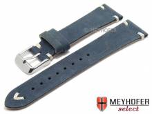 Uhrenarmband Tamworth 19mm dunkelblau Leder Vintage-Look helle Naht von MEYHOFER (Schlie&szlig;enansto&szlig; 16 mm)
