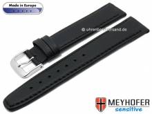 Uhrenarmband Kenwick 16mm schwarz Synthetik VEGAN lederähnlich abgenäht von MEYHOFER (Schließenanstoß 14 mm)