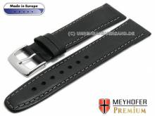 Uhrenarmband Zagreb 19mm schwarz Leder Vintage-Look genarbt helle Naht von MEYHOFER (Schlie&szlig;enansto&szlig; 16 mm)