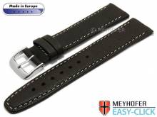 Meyhofer EASY-CLICK Uhrenarmband Tabor 16mm dunkelbraun Leder genarbt helle Naht (Schließenanstoß 14 mm)