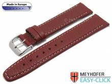 Meyhofer EASY-CLICK Uhrenarmband Tabor 16mm rot Leder genarbt helle Naht (Schlie&szlig;enansto&szlig; 14 mm)