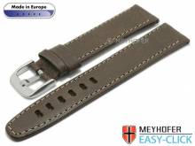 Meyhofer EASY-CLICK Uhrenarmband Reka 22mm dunkelbraun Leder genarbt helle Naht (Schlie&szlig;enansto&szlig; 20 mm)