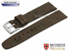 Uhrenarmband Rijeka 21mm dunkelbraun echt Strau&szlig;-Leder matt von MEYHOFER (Schlie&szlig;enansto&szlig; 18 mm)