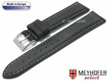 Hand made Uhrenarmband Sassari 24mm anthrazit Leder Vintage-Look helle Naht von MEYHOFER (Schlie&szlig;enansto&szlig; 22 mm)