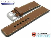Meyhofer EASY-CLICK Uhrenarmband Burgau 26mm braun Leder glatt helle Naht (Schließenanstoß 26 mm)