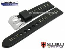 Uhrenarmband Krakau 19mm schwarz Leder robust wei&szlig;e Doppelnaht von MEYHOFER (Schlie&szlig;enansto&szlig; 20 mm)