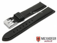 Uhrenarmband Aguada 24mm schwarz Leder glatt abgen&auml;ht von MEYHOFER (Schlie&szlig;enansto&szlig; 22 mm)