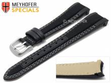 Uhrenarmband Turlock 20mm schwarz Leder/Cordura graue Doppelnaht passend f&uuml;r Rolex von MEYHOFER