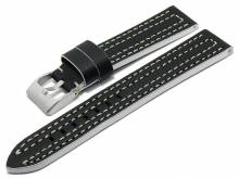 Uhrenarmband Scranton 20mm schwarz Leder wei&szlig;e Seitenkanten helle Doppelnaht von MEYHOFER (Schlie&szlig;enansto&szlig; 18 mm)