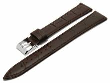 Uhrenarmband Tarma XL superlang 22mm dunkelbraun Leder Alligator-Pr&auml;gung abgen&auml;ht matt (Schlie&szlig;enansto&szlig; 18 mm)