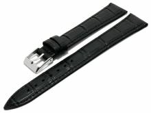 Uhrenarmband Barranca 16mm schwarz Leder Alligator-Prägung abgenäht von MEYHOFER (Schließenanstoß 14 mm)
