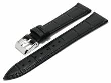 Uhrenarmband Tarma XL superlang 22mm schwarz Leder Alligator-Prägung abgenäht von MEYHOFER (Schließenanstoß 18 mm)