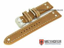 Uhrenarmband Eindhoven  24mm hellbraun Fliegerbandoptik glatt von MEYHOFER (Schlie&szlig;enansto&szlig; 22 mm)