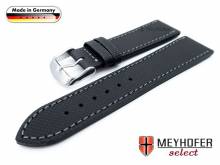 Uhrenarmband Westerland 20mm schwarz Leder mit Struktur abgen&auml;ht von MEYHOFER (Schlie&szlig;enansto&szlig; 18 mm)