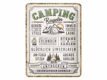 Deko-Blechschild / Retro-Reklameschild Camping-Regeln beige/braun 20 x 15cm von Nostalgic-Art