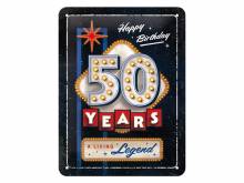 Deko-Blechschild / Retro-Reklameschild 50 Years Birthday schwarz/beige 20 x 15cm von Nostalgic-Art