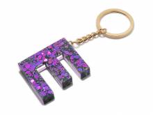 Schl&uuml;sselanh&auml;nger/Taschenanh&auml;nger Gro&szlig;buchstabe E Epoxidharz transparent mit Glitzerelementen incl. Schl&uuml;sselring