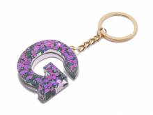 Schl&uuml;sselanh&auml;nger/Taschenanh&auml;nger Gro&szlig;buchstabe G Epoxidharz transparent mit Glitzerelementen incl. Schl&uuml;sselring