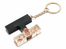 Schl&uuml;sselanh&auml;nger/Taschenanh&auml;nger Gro&szlig;buchstabe H Epoxidharz schw./transparent ros�goldf. Zierflocken Schl&uuml;sselring