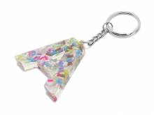 Schl&uuml;sselanh&auml;nger/Taschenanh&auml;nger Gro&szlig;buchstabe A Epoxidharz transparent mit Konfettistreuseln incl. Schl&uuml;sselring