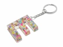 Schl&uuml;sselanh&auml;nger/Taschenanh&auml;nger Gro&szlig;buchstabe E Epoxidharz transparent mit Konfettistreuseln incl. Schl&uuml;sselring