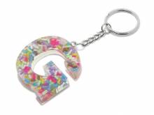 Schl&uuml;sselanh&auml;nger/Taschenanh&auml;nger Gro&szlig;buchstabe G Epoxidharz transparent mit Konfettistreuseln incl. Schl&uuml;sselring