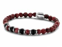 Schmuck-Armband rot/schwarz/silberfarben Naturstein/Edelstahl elastisch modisch - Bandl&auml;nge ca. 20cm von FRANK 1967