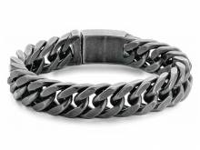 Schmuck-Armband anthrazit Antik-Look Edelstahl Flachpanzer matt Klick-Verschluss - Bandl&auml;nge ca. 19,5cm von FRANK 1967