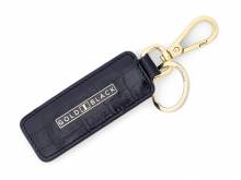 Premium-Schl&uuml;sselanh&auml;nger Leder schwarz Alligator-Pr&auml;gung mit Schl&uuml;sselring und Karabinerhaken von GOLDBLACK