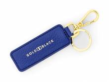Premium-Schl&uuml;sselanh&auml;nger Leder blau Nappa-Pr&auml;gung mit Schl&uuml;sselring und Karabinerhaken von GOLDBLACK