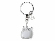 Schl&uuml;sselanh&auml;nger/Taschenanh&auml;nger Dicke Katze Metall silberfarben matt mit Schl&uuml;sselring