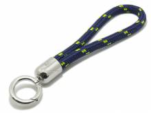 Schl&uuml;sselanh&auml;nger Maat lang Synthetik navy/signalgelb Segel-Tampen geflochten mit Karabiner-Ring