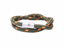 Schmuck-Armband Neuland in Sicht oliv/orange Segel-Tampen 2fach geflochten Magnet-Verschluss - Bandl&auml;nge ca. 21cm