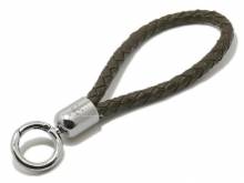 Schl&uuml;sselanh&auml;nger Maat lang Leder dunkelbraun geflochten mit Karabiner-Ring