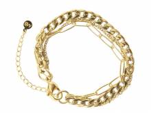 Schmuck-Armband goldfarben Edelstahl poliert Karabiner-Verschluss - Bandl&auml;nge ca. 22cm