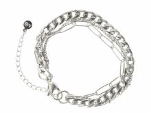 Schmuck-Armband silberfarben Edelstahl poliert Karabiner-Verschluss - Bandl&auml;nge ca. 22cm