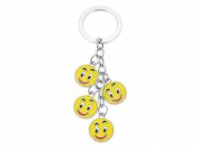 Schl&uuml;sselanh&auml;nger/Taschenanh&auml;nger Smiley Metall gelb/schwarz etc. mit Schl&uuml;sselring