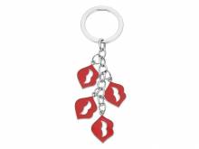 Schl&uuml;sselanh&auml;nger/Taschenanh&auml;nger rote Lippen Metall rot mit Schl&uuml;sselring