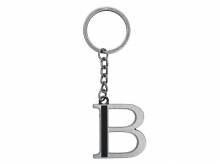 Schl&uuml;sselanh&auml;nger/Taschenanh&auml;nger Gro&szlig;buchstabe B Metall silberfarben/schwarz matt mit Schl&uuml;sselring